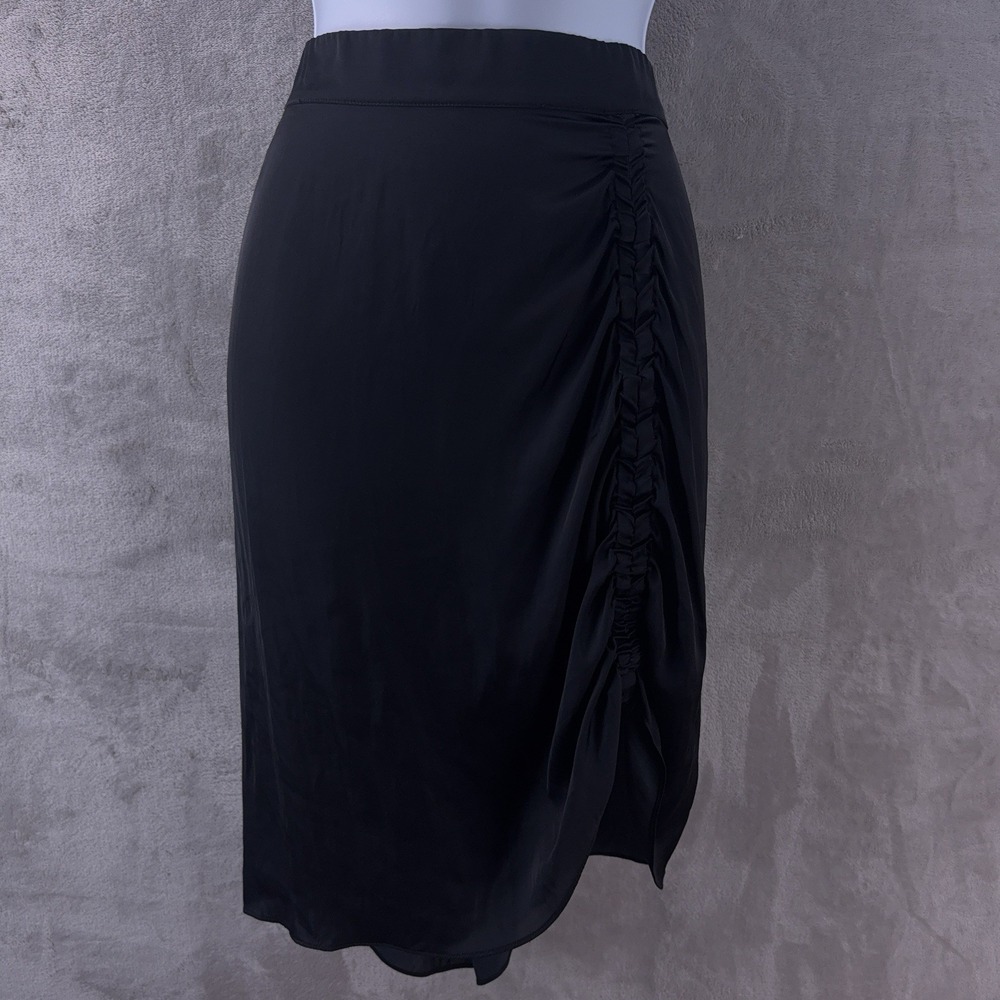 Zadig & Voltaire Skirt Womens Size 36 Black Silk‎ Ruched Side Mini Designer